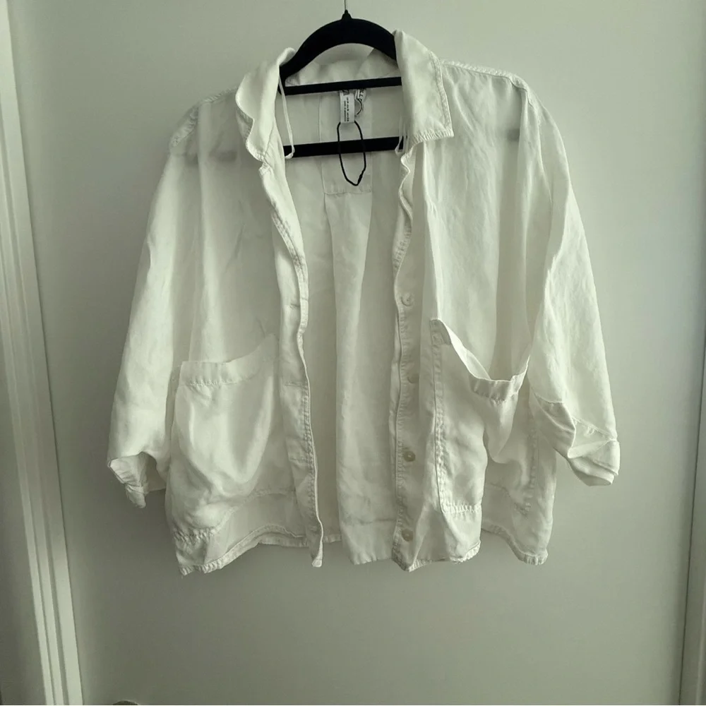 Zara White Oversized Button-Up Shirt - Picture 4 of 7